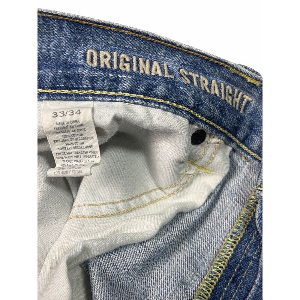 American Eagle Jeans Men's 33x34 (35x34) Original Straight Light Wash Y2K 2011 - Picture 5 of 13